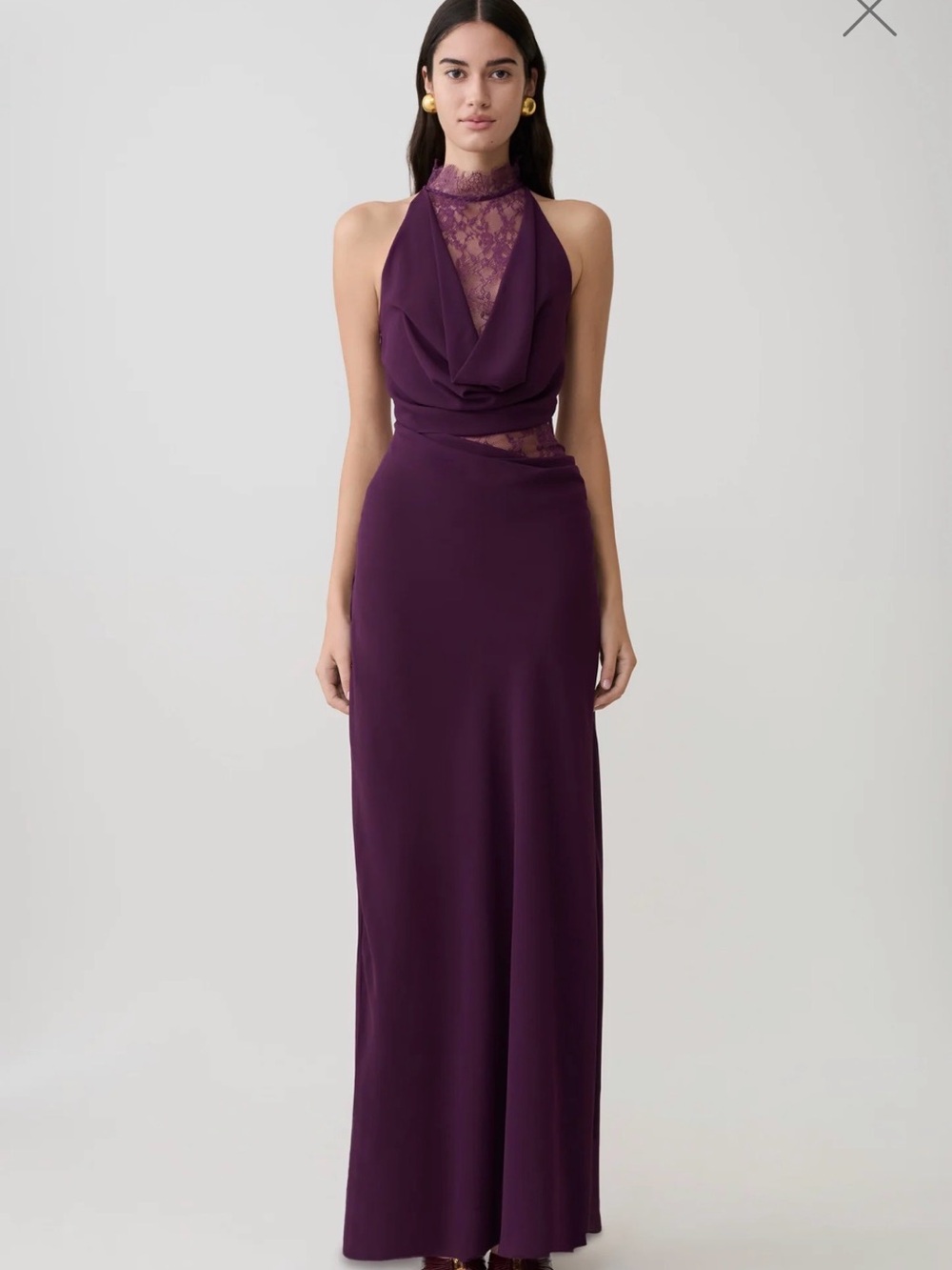 Arra Chiffon And Lace Halter Maxi Dress - Plum